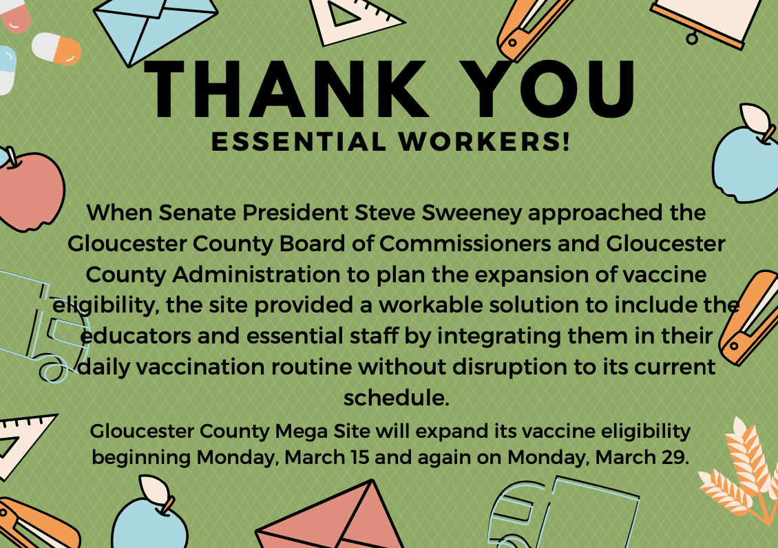Gloucester County Mega Site will expand its vaccine eligibility beginning Monday, March 15 and again