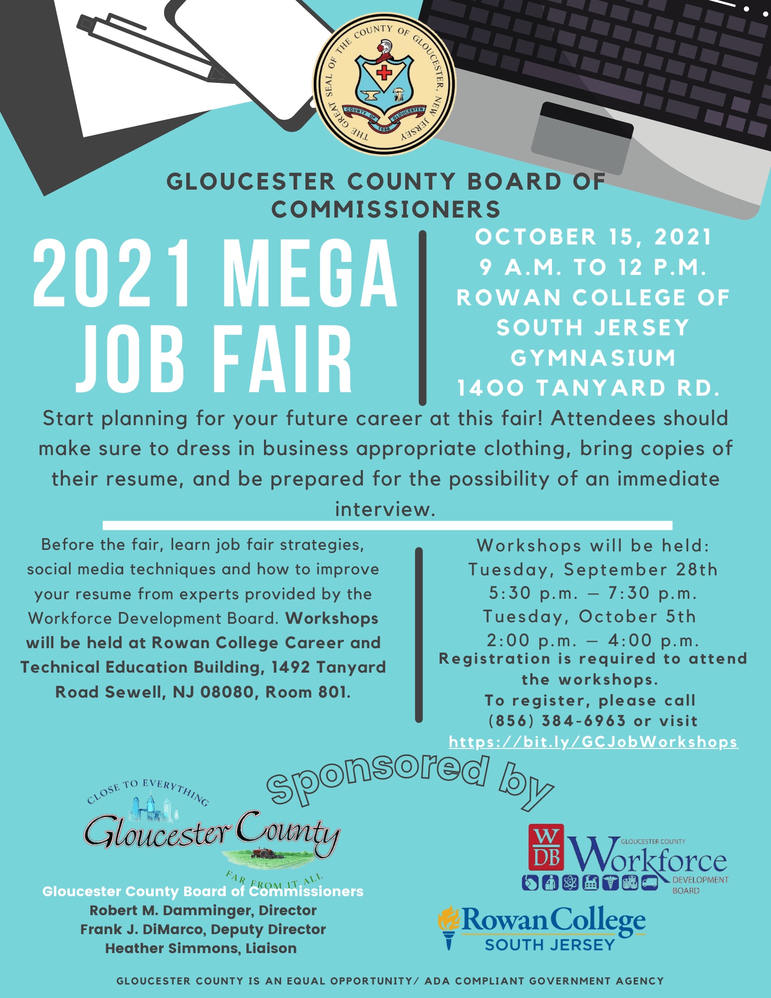 Blue with Desk Graphics Job Fair Flyer-2